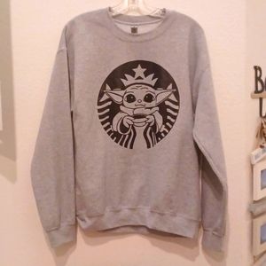 BabyYoda Sweatshirt Star Wars ManDalorian Adult Size med